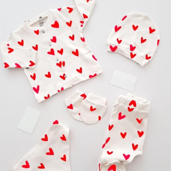 بيجامه قلوب حمرا 5 قطع